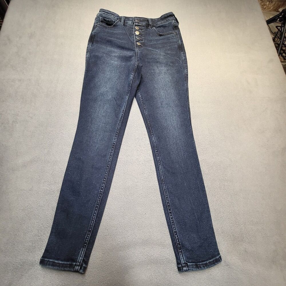 Old‎ Navy Jeans Womens 10 Blue Rockstar Super Skinny Distressed Denim Stretch